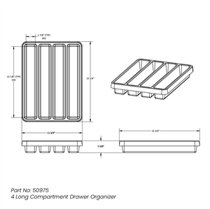 50975 | 4 Long Compartment Drawer Organizer